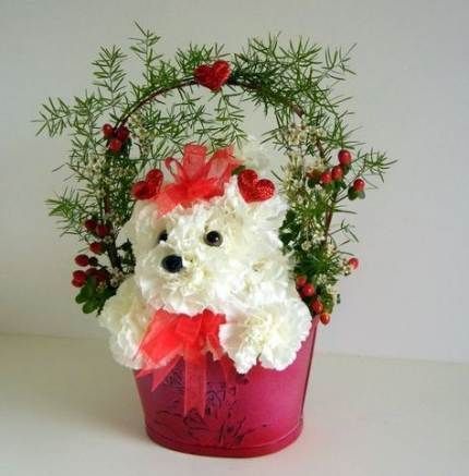 Puppy Flower Arrangement for Your Perfect Valentine Day.