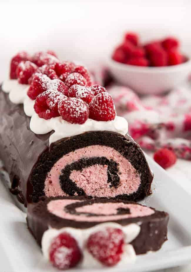 Raspberry Chocolate Swiss Roll.