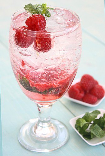 Raspberry-mint cocktail recipe.
