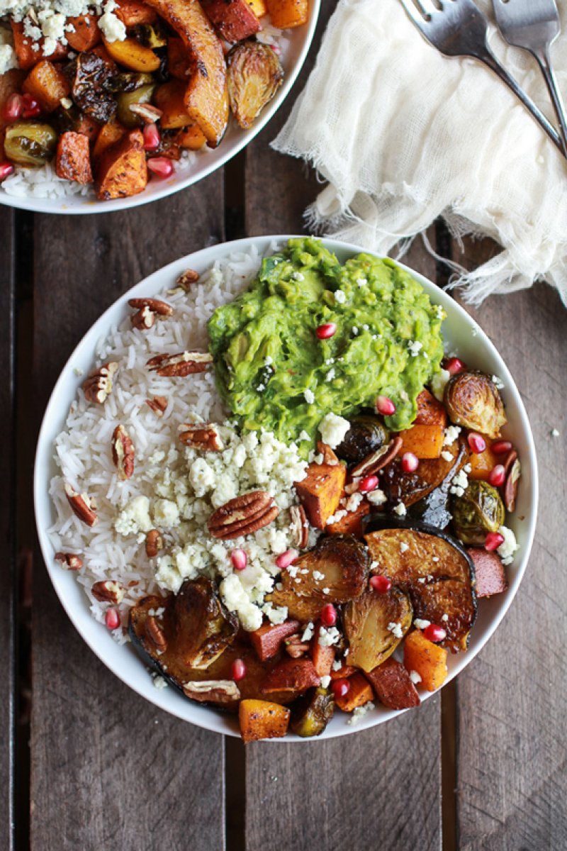 Roasted Veggie, Curried Avocado Coconut Rice Bowls