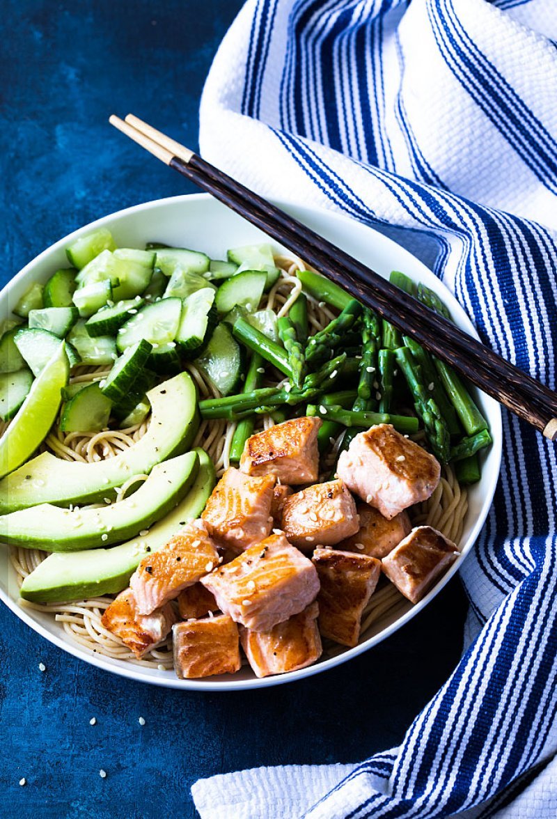 Salmon Noodle Bowls from The Blond Cook
