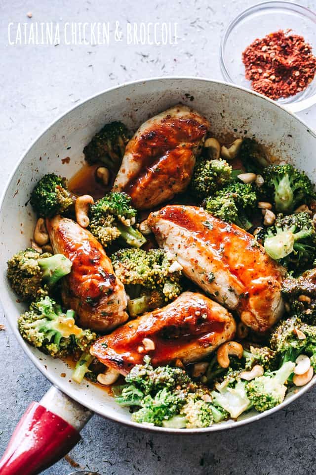 Skillet Catalina Chicken with Broccoli via Diethood