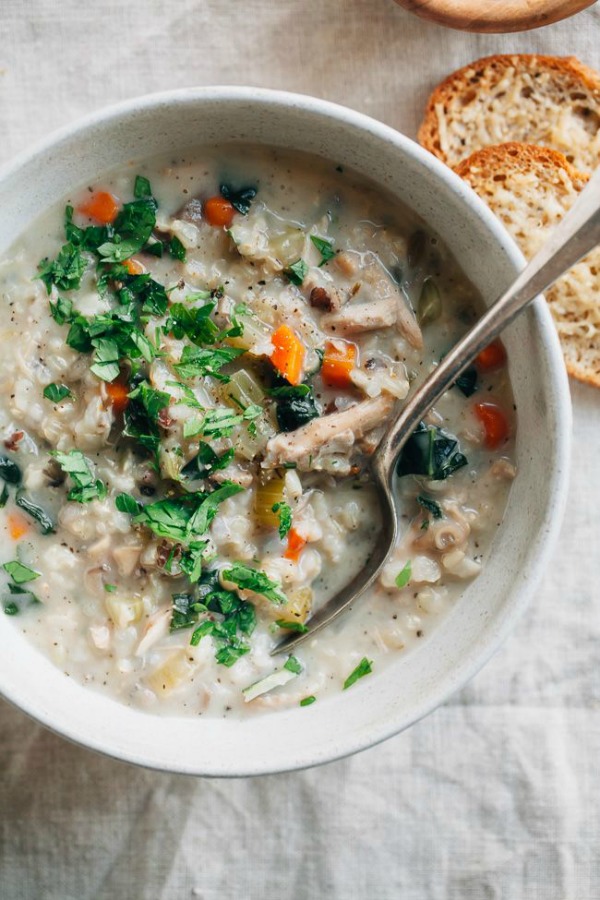 Slow Cooker Creamy Turkey Rice Soup from Gather & Dine