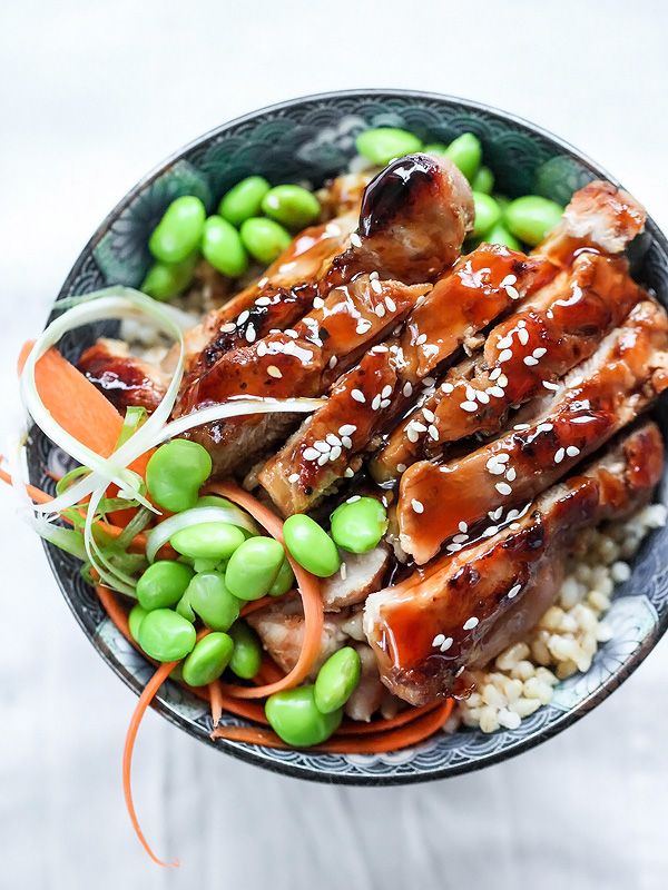 Spice Teriyaki Chicken Rice Bowls from FoodieCrush