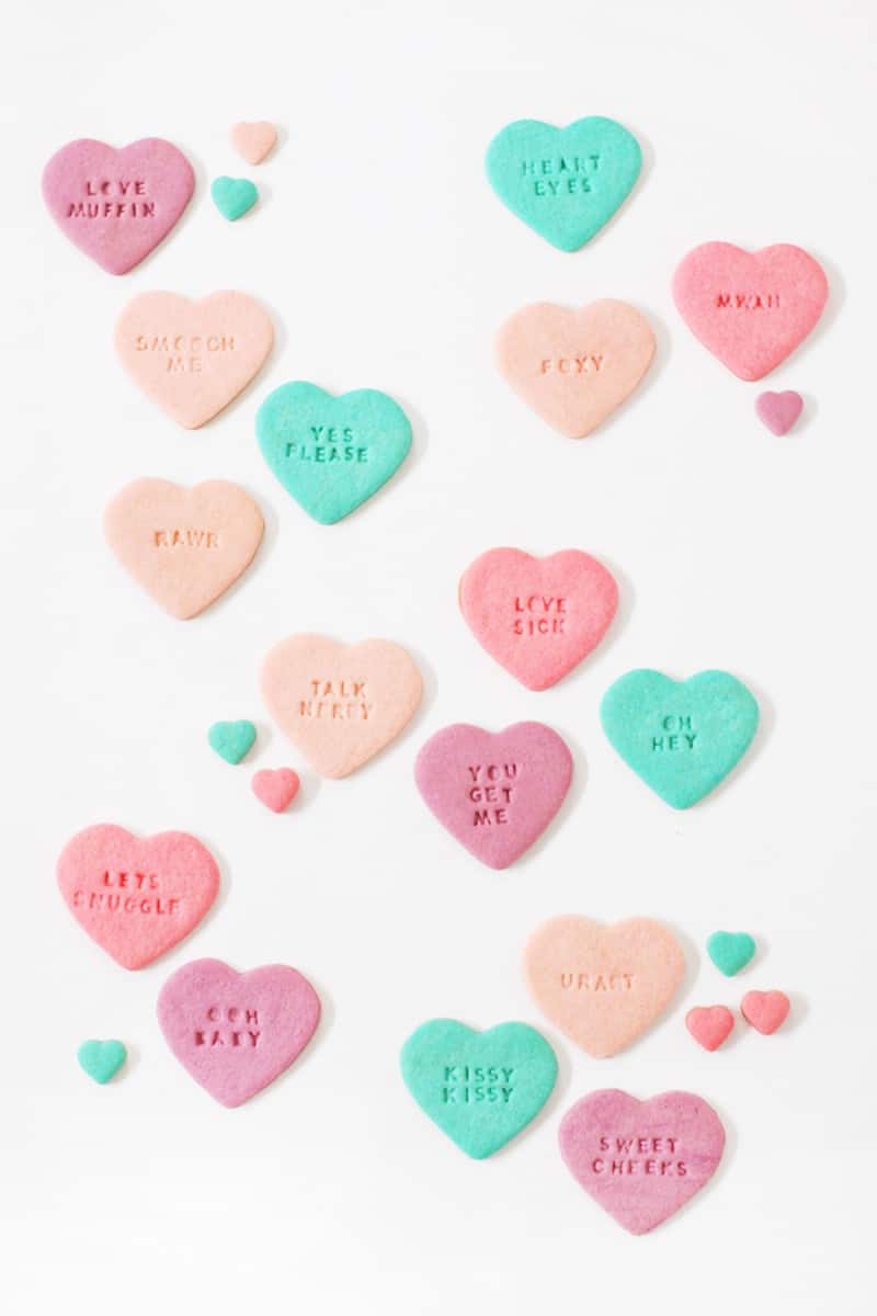 Stamped Conversation Heart Cookies via Lovely Indeed