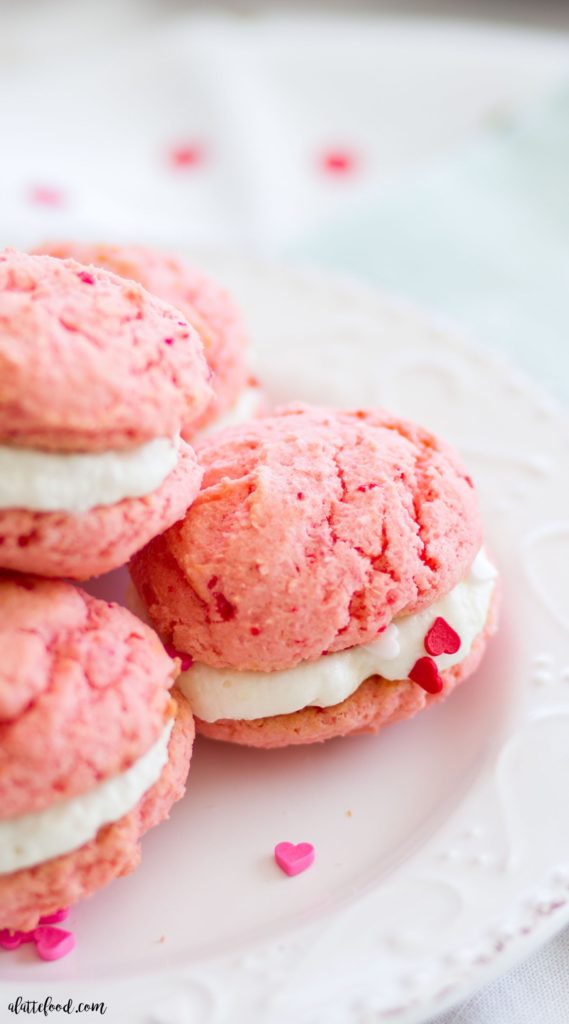 Strawberries and Cream Sandwich Cookies from A Latte Food.