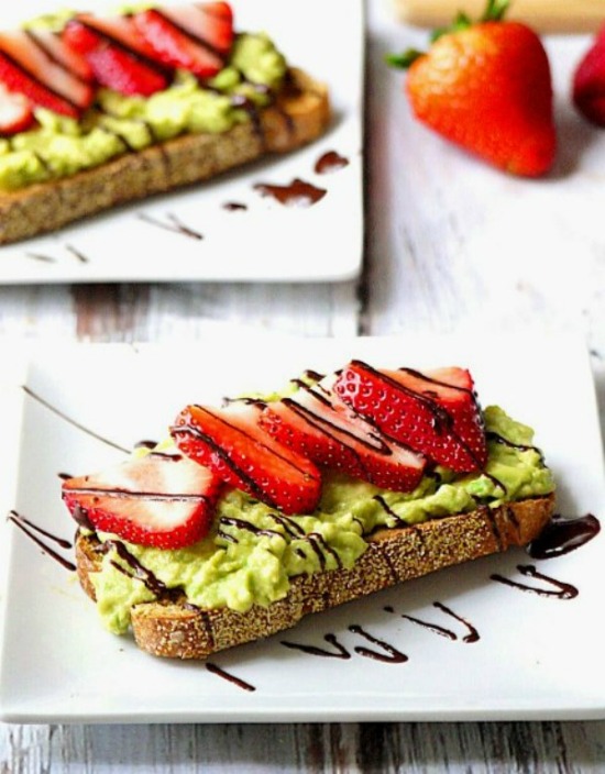 Strawberry Avocado Toast with Chocolate Drizzle by Healthy Recipe Ecstasy