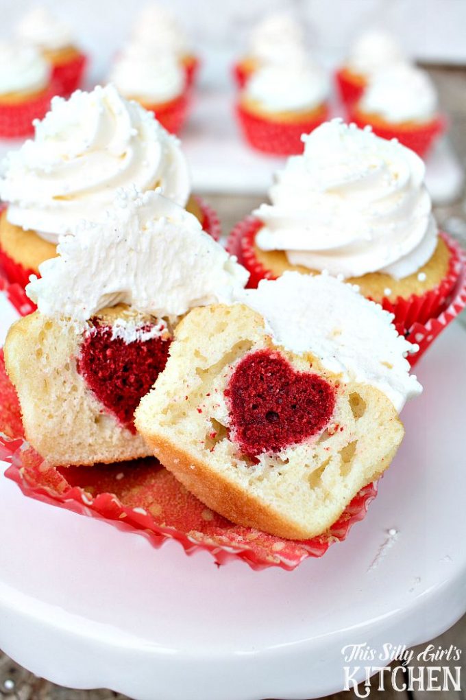 Surprise Inside Heart Cupcakes from This Silly Girl’s Kitchen