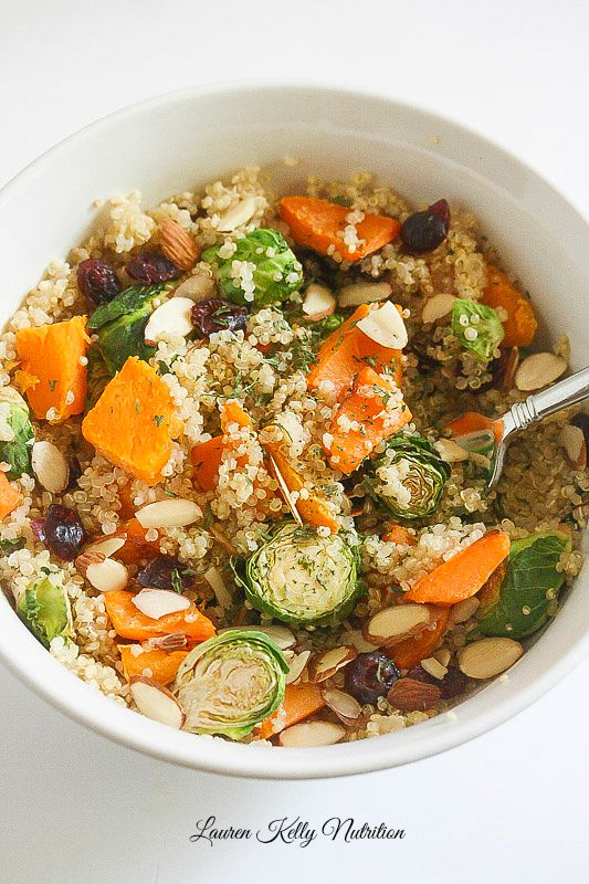 Sweet Potato Brussel Sprouts Quinoa Bowl from Lauren Kelly Nutrition