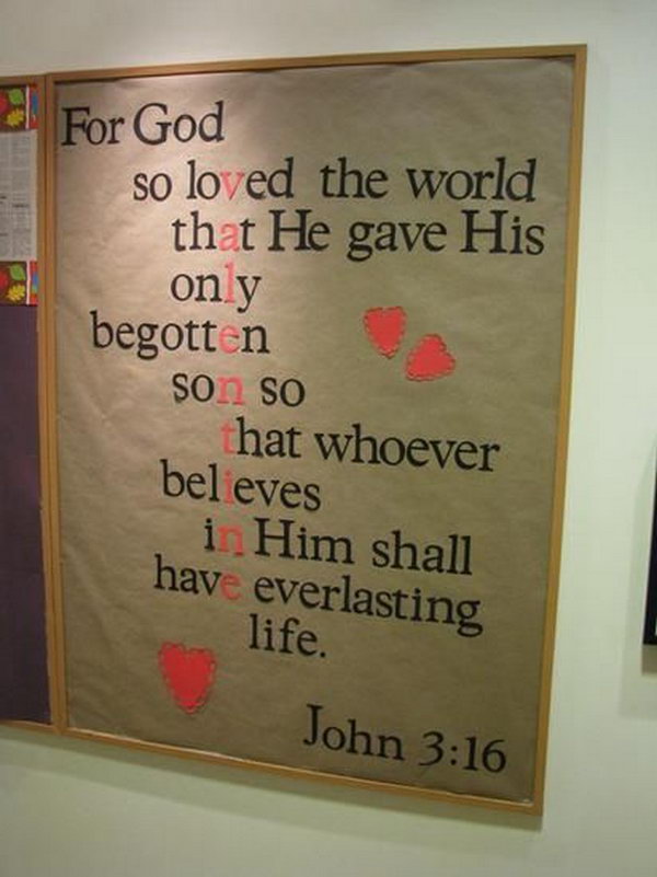 The bulletin board simply consists of the Bible verse.
