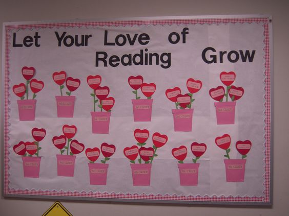 Valentines Day bulletin board for the library.