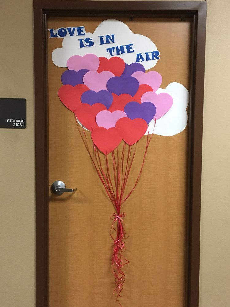 Valentine's Day bulletin boards and decorations for the classroom.