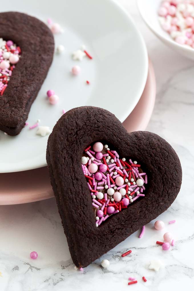 Valentine’s Day Chocolate Sugar Cookies by Plated Cravings.