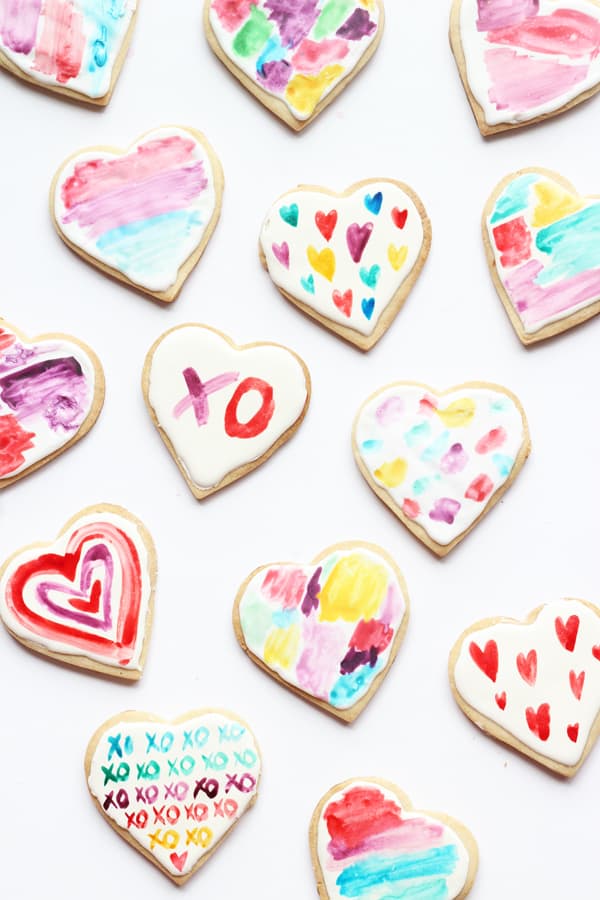 Watercolor Heart Cookies