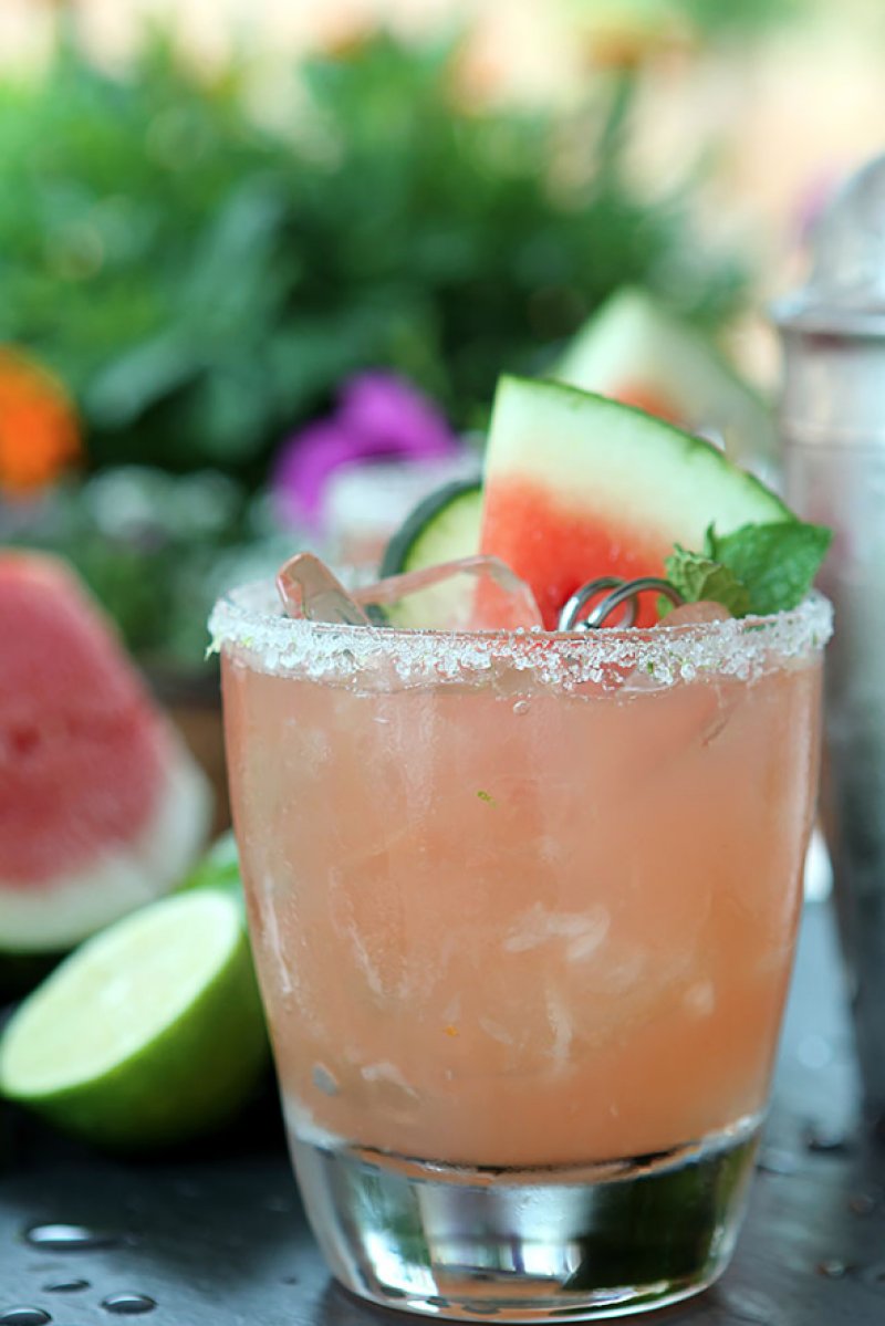 Watermelon, Cucumber, and Lime Cocktail.