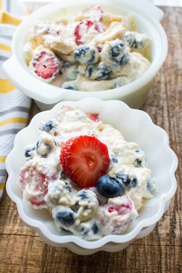 Weight Watchers Red, White and Blue Cheesecake Salad