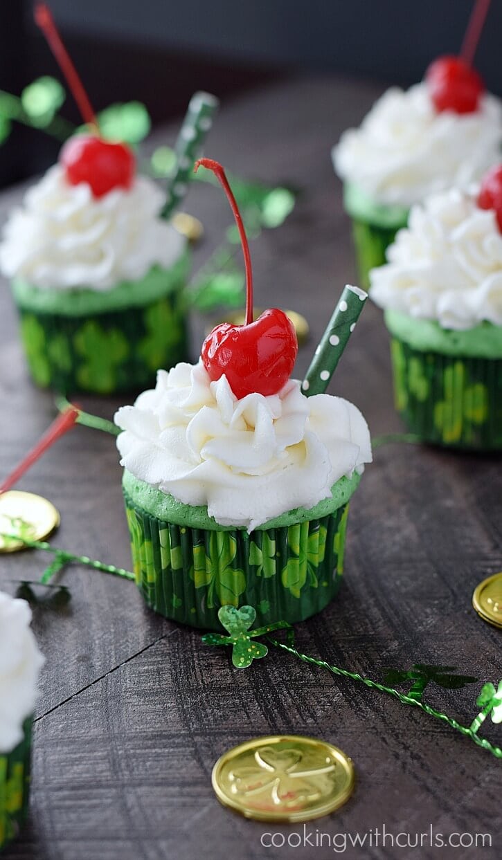 Boozy Shamrock Shake Cupcakes by Cooking with Curls