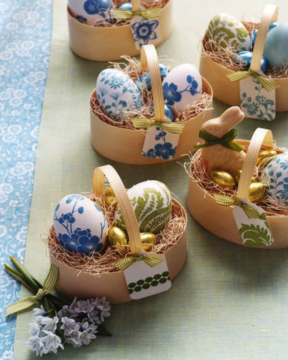 DIY paper napkin decoupage Easter Eggs via Martha Stewart