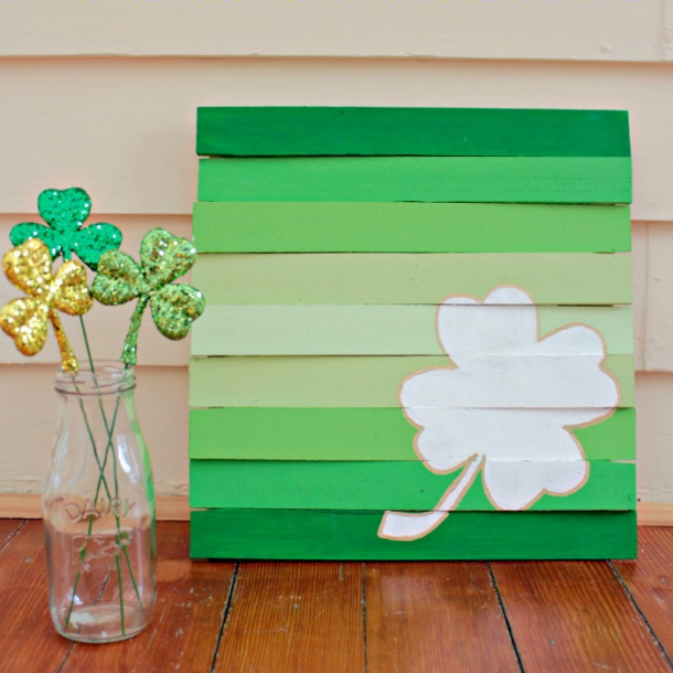 Easy Wood Shim Shamrock Pallet Art Tutorial By View from the Fridge