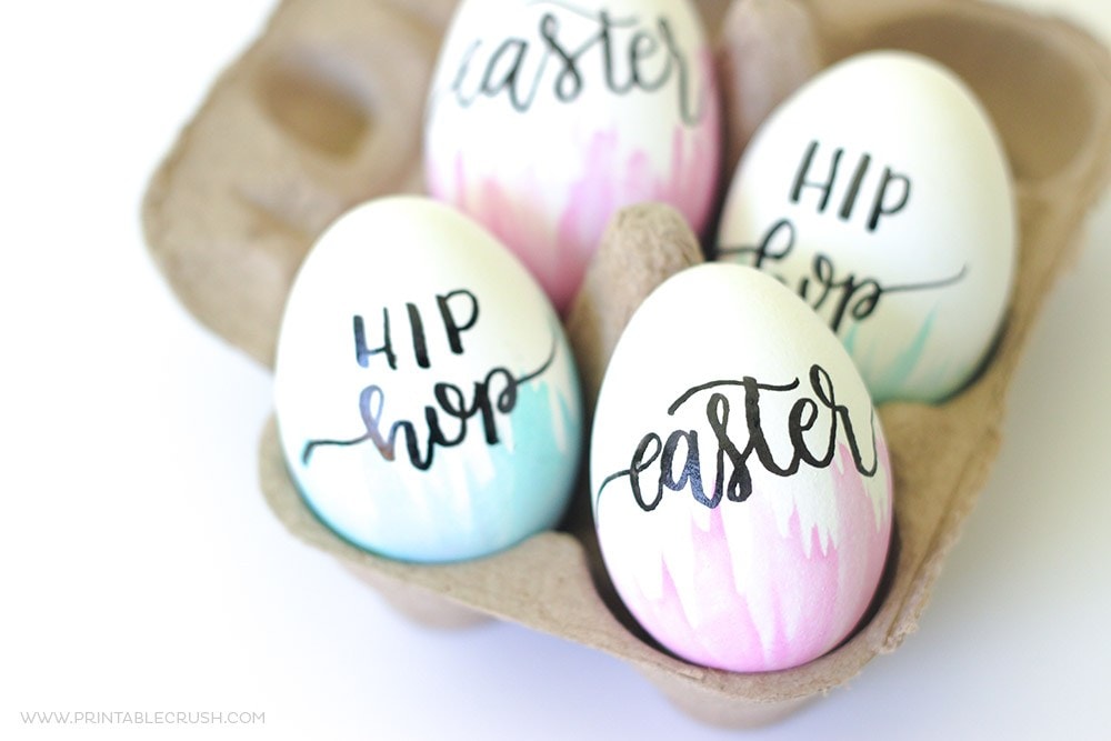 Hand Lettered And Watercolor Easter Eggs.