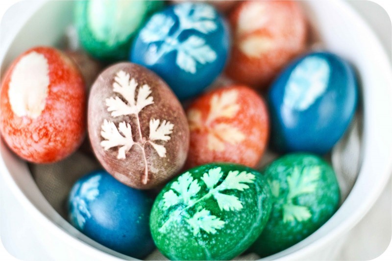 Herb Stenciled Easter Eggs.