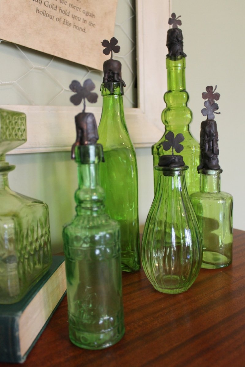 Leaf Clover Glass Bottle Display by Miss Kopy Kat