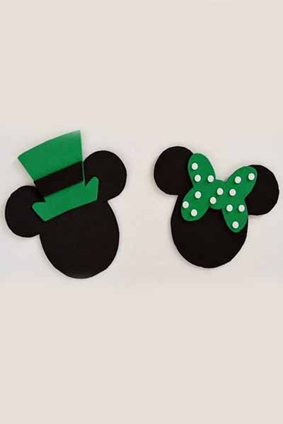 Mickey and Minnie Mouse-Inspired St. Patrick's Day Craft.