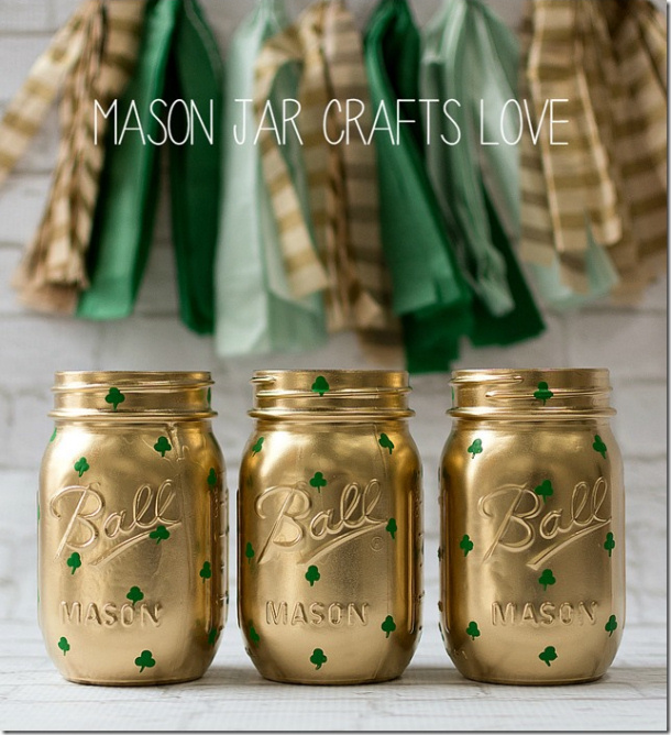 Shamrock and Gold Mason Jars Tutorial By Mason Jar Crafts Love