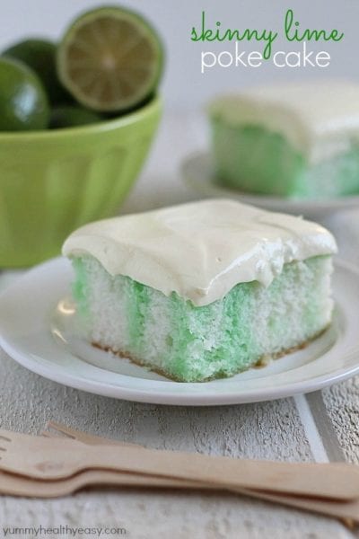 Skinny Lime Poke Cake via Yummy Health Easy
