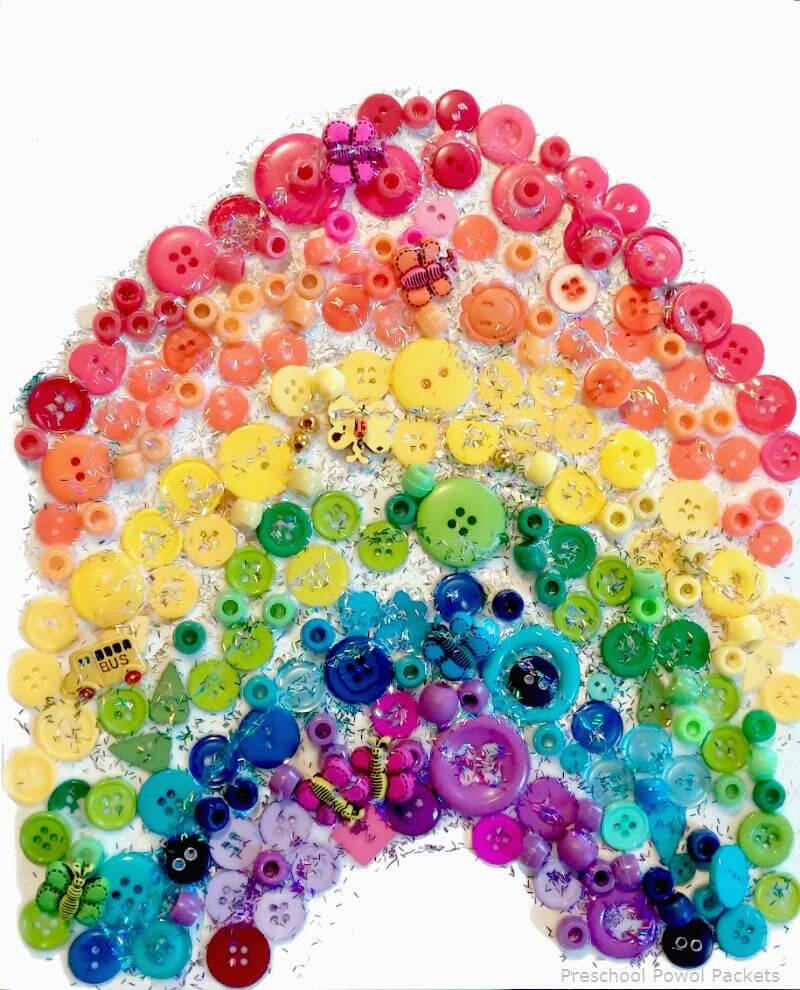 Sparkly button rainbow by Preschool Powol Packets