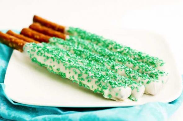 White Chocolate Dipped Pretzels.