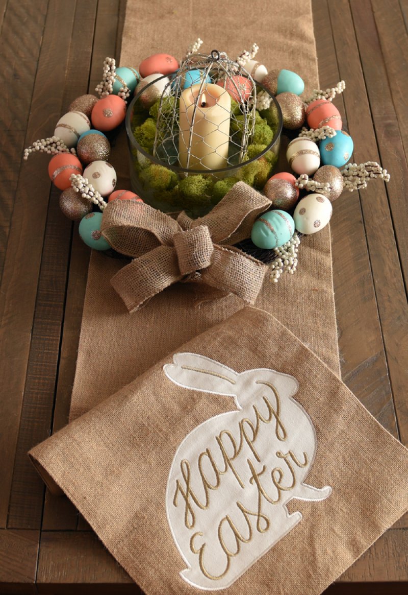 Candle and Egg Wreath Centerpiece.