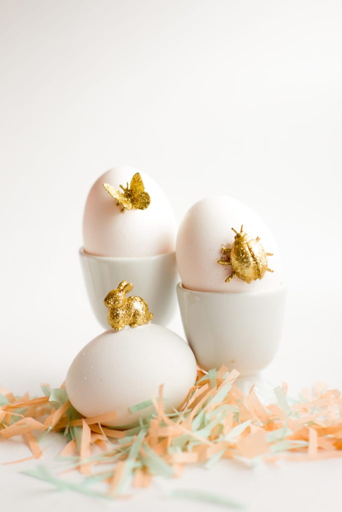 Gold animal Easter eggs.