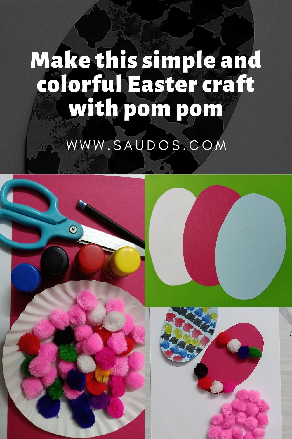 Make this simple and colorful Easter craft with pom pom