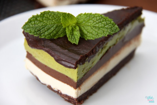 Raw Cashew Layered Chocolate Mint Mousse Cake (Vegan) - A Whisk and Two Wands