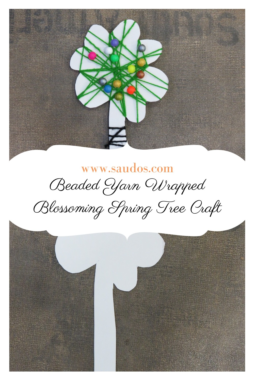 Beaded Yarn Wrapped Blossoming Spring Tree Craft