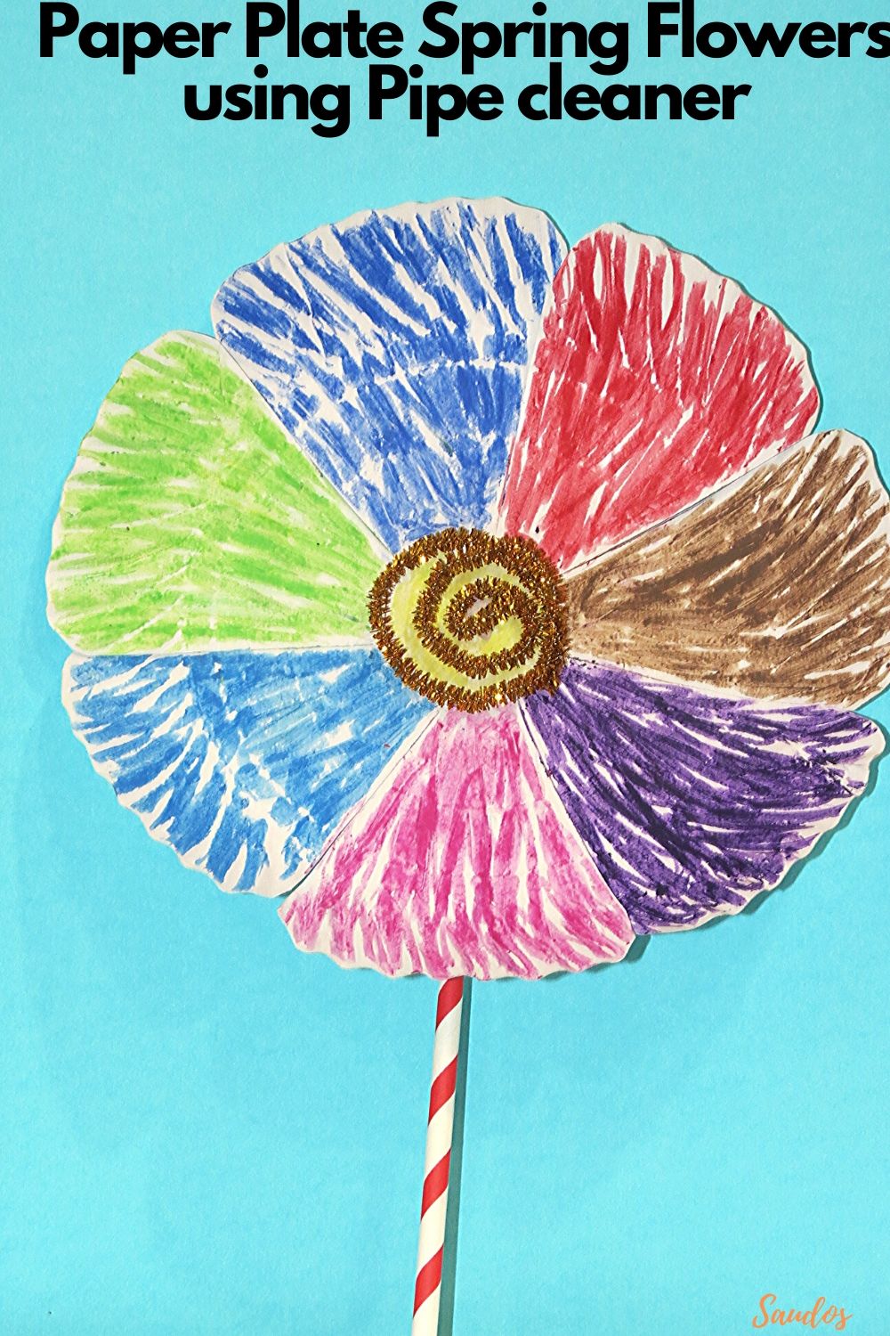 Paper Plate Spring Flowers using Pipe cleaner