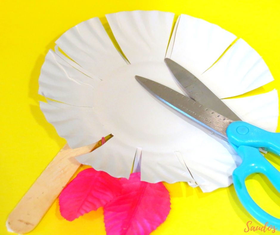 Supplies needed for Paper Plate Flower Craft