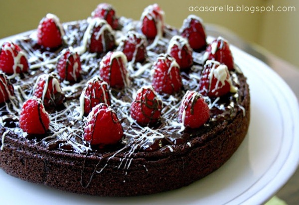 Raspberry Brownie Cake